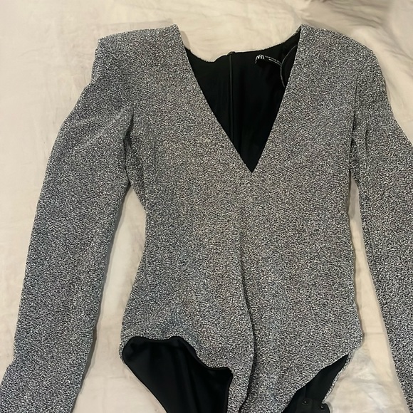 Zara Tops - Size XS silver body suit